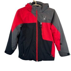 Spyder Boys Youth 10 Red Black Hooded Winter Snow Ski Jacket
